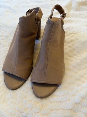 Franco Fortini Taupe Open-Toe Slingback Heels